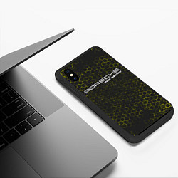 Чехол iPhone XS Max матовый PORSCHE Pro Racing Соты, цвет: 3D-черный — фото 2