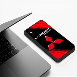 Чехол iPhone XS Max матовый MITSUBISHI Pro Racing Краска, цвет: 3D-черный — фото 2
