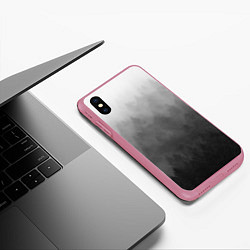 Чехол iPhone XS Max матовый Темный лес - туман, цвет: 3D-малиновый — фото 2