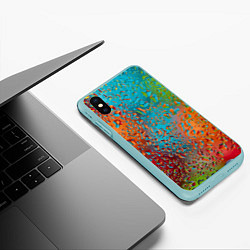 Чехол iPhone XS Max матовый Капли на стекле Vanguard pattern, цвет: 3D-мятный — фото 2