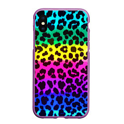 Чехол iPhone XS Max матовый Leopard Pattern Neon