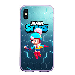 Чехол iPhone XS Max матовый Джанет BrawlStars JANET, цвет: 3D-светло-сиреневый