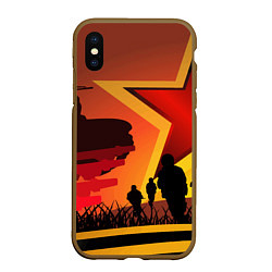 Чехол iPhone XS Max матовый Звезда ПОБЕДЫ и силуэты солдат