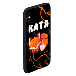 Чехол iPhone XS Max матовый Катя - ЛИСИЧКА - Молнии, цвет: 3D-черный — фото 2