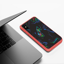 Чехол iPhone XS Max матовый Абстракция Живописные волны, цвет: 3D-красный — фото 2