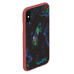 Чехол iPhone XS Max матовый Абстракция Живописные волны, цвет: 3D-красный — фото 2