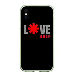 Чехол iPhone XS Max матовый Love RHCP Red Hot Chili Peppers, цвет: 3D-салатовый