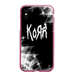 Чехол iPhone XS Max матовый Korn КоРн, цвет: 3D-малиновый