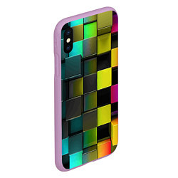 Чехол iPhone XS Max матовый Colored Geometric 3D pattern, цвет: 3D-сиреневый — фото 2