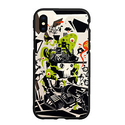 Чехол iPhone XS Max матовый Cyber pattern Skull Vanguard Fashion