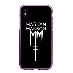 Чехол iPhone XS Max матовый Marilyn manson rock n roll, цвет: 3D-фиолетовый