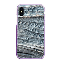 Чехол iPhone XS Max матовый Текстура скалы Mountain Stone, цвет: 3D-сиреневый