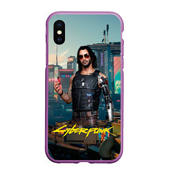 Чехол iPhone XS Max матовый Vi Cyberpunk2077, цвет: 3D-фиолетовый