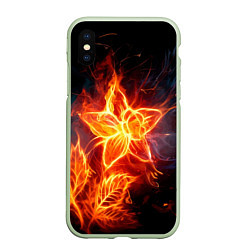 Чехол iPhone XS Max матовый Flower Neon Fashion 2035 Flame