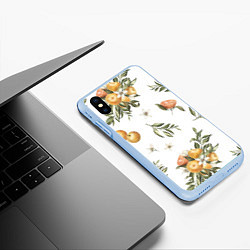 Чехол iPhone XS Max матовый Цветы и Мандарин, цвет: 3D-голубой — фото 2