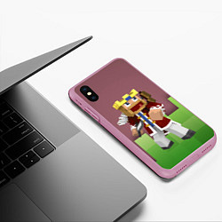 Чехол iPhone XS Max матовый Minecraft Hero Video game, цвет: 3D-розовый — фото 2