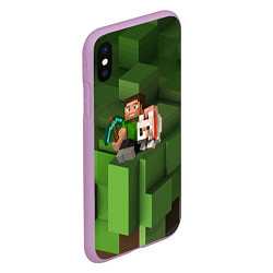 Чехол iPhone XS Max матовый Minecraft Heroes Video game, цвет: 3D-сиреневый — фото 2