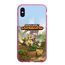 Чехол iPhone XS Max матовый Minecraft Dungeons Heroes Video game, цвет: 3D-малиновый