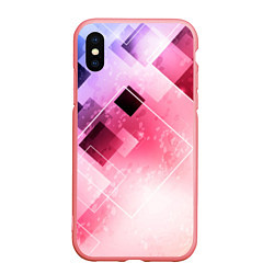 Чехол iPhone XS Max матовый Розово-голубая абстрактная геометрия, цвет: 3D-баблгам