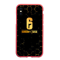 Чехол iPhone XS Max матовый Rainbow six siege соты, цвет: 3D-красный