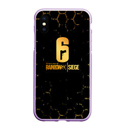 Чехол iPhone XS Max матовый Rainbow six siege соты, цвет: 3D-сиреневый