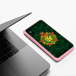 Чехол iPhone XS Max матовый КАМУФЛЯЖ ПОГРАНВОЙСКА ЗЕЛЕНЫЙ, цвет: 3D-баблгам — фото 2