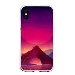 Чехол iPhone XS Max матовый Горы Космос Neon Психоделика, цвет: 3D-белый