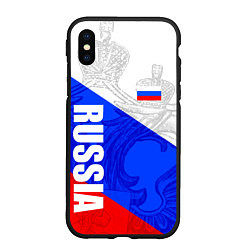 Чехол iPhone XS Max матовый RUSSIA - SPORTWEAR - ТРИКОЛОР, цвет: 3D-черный