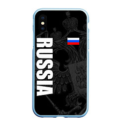 Чехол iPhone XS Max матовый RUSSIA - BLACK EDITION, цвет: 3D-голубой