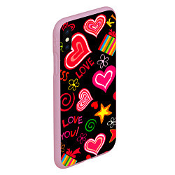 Чехол iPhone XS Max матовый Я ЛЮБЛЮ ТЕБЯ РОДНАЯ!, цвет: 3D-розовый — фото 2