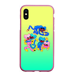 Чехол iPhone XS Max матовый POPPY PLAYTIME - HAGGY WAGGY AND KISSY MISSY, цвет: 3D-малиновый