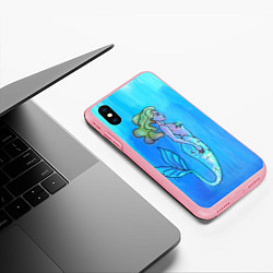 Чехол iPhone XS Max матовый Русалка с блестящим хвостом под водой, цвет: 3D-баблгам — фото 2