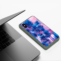 Чехол iPhone XS Max матовый Nature - надписи, цвет: 3D-темно-зеленый — фото 2