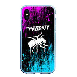 Чехол iPhone XS Max матовый The prodigy neon, цвет: 3D-голубой