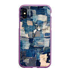 Чехол iPhone XS Max матовый Patchwork Jeans Осень Зима 2023, цвет: 3D-фиолетовый