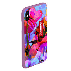 Чехол iPhone XS Max матовый Красочный летний цветочный паттерн Summer color pa, цвет: 3D-фиолетовый — фото 2