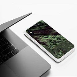 Чехол iPhone XS Max матовый Камуфляжный змеиный фрактал, цвет: 3D-белый — фото 2