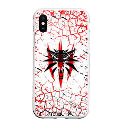 Чехол iPhone XS Max матовый The witcher ВОЛК Трещины, цвет: 3D-белый