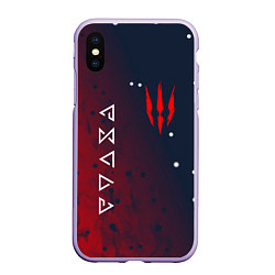 Чехол iPhone XS Max матовый The witcher ГЕРАЛЬТ КОГОТЬ СИМВОЛЫ, цвет: 3D-светло-сиреневый