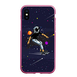 Чехол iPhone XS Max матовый Космонавт - скейтбордист
