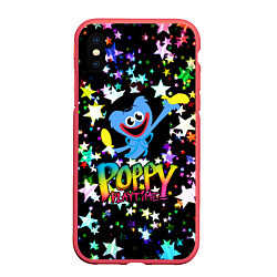 Чехол iPhone XS Max матовый POPPY PLAYTIME HAGGY WAGGY ХАГГИ ВАГГИ ЗВЕЗДЫ, цвет: 3D-красный