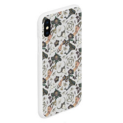 Чехол iPhone XS Max матовый Пентаграмма, бабочка, череп, ведьма, темные цветы, цвет: 3D-белый — фото 2