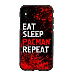 Чехол iPhone XS Max матовый Eat Sleep Pacman Repeat Арт, цвет: 3D-черный