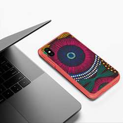 Чехол iPhone XS Max матовый Африка Орнамент, цвет: 3D-красный — фото 2