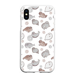 Чехол iPhone XS Max матовый Милые тюлени