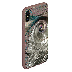 Чехол iPhone XS Max матовый Fractal pattern Spiral Серебристый фрактал спираль, цвет: 3D-коричневый — фото 2