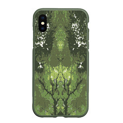 Чехол iPhone XS Max матовый Абстрактный,графический рисунок зеленого цвета, цвет: 3D-темно-зеленый