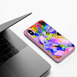 Чехол iPhone XS Max матовый Красочный цветочный узор Весна - Лето 2023 Colorfu, цвет: 3D-розовый — фото 2