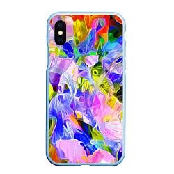 Чехол iPhone XS Max матовый Красочный цветочный узор Весна - Лето 2023 Colorfu, цвет: 3D-голубой