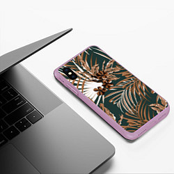 Чехол iPhone XS Max матовый Цветы Приглушённые Тропики, цвет: 3D-сиреневый — фото 2